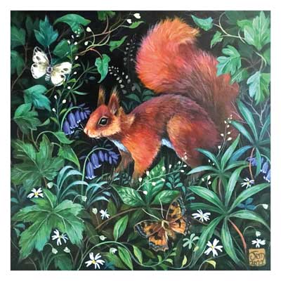 Little red squirrel greeting card Jemima Jameson