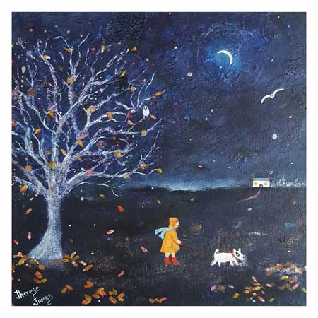 moonlight dog walk greeting card