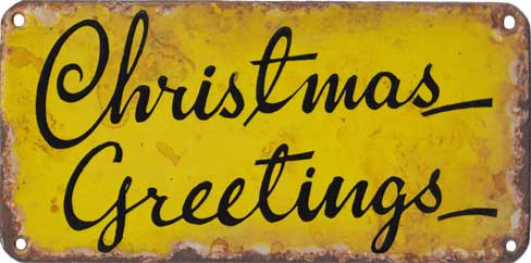 Metal Christmas greeting tag